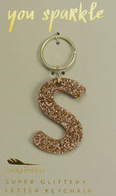 Load image into Gallery viewer, Lucky Feather Glitter Letter Keychain
