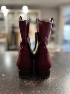 Frye Red Leather Ankle Boots, Size 10