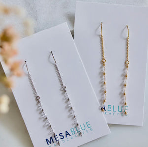 Mesa Blue Clear Cube Threader Earrings