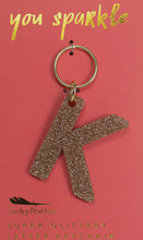 Load image into Gallery viewer, Lucky Feather Glitter Letter Keychain
