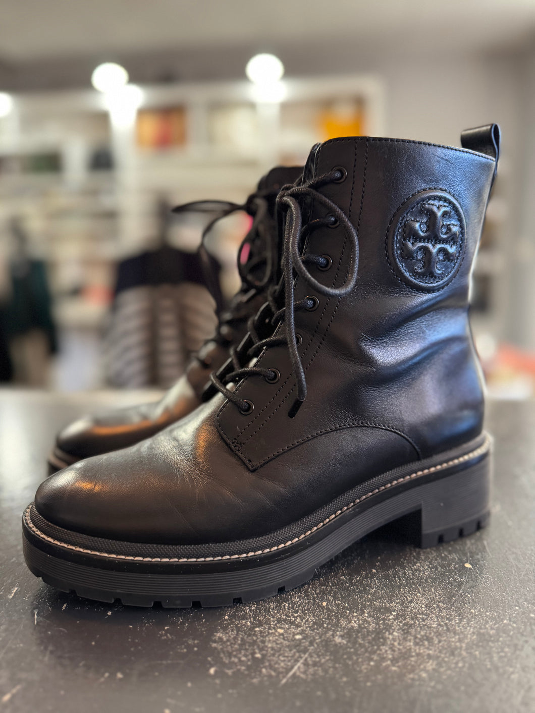 Tory Burch Miller Combat Boots, Size 8