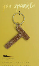 Load image into Gallery viewer, Lucky Feather Glitter Letter Keychain
