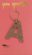 Load image into Gallery viewer, Lucky Feather Glitter Letter Keychain
