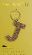 Load image into Gallery viewer, Lucky Feather Glitter Letter Keychain
