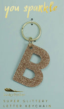 Load image into Gallery viewer, Lucky Feather Glitter Letter Keychain
