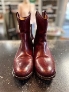 Frye Red Leather Ankle Boots, Size 10