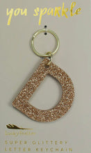 Load image into Gallery viewer, Lucky Feather Glitter Letter Keychain
