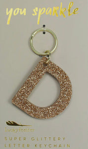 Lucky Feather Glitter Letter Keychain