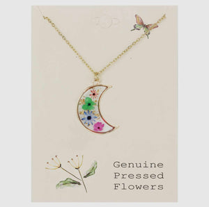 Pressed Flower Moon Necklace