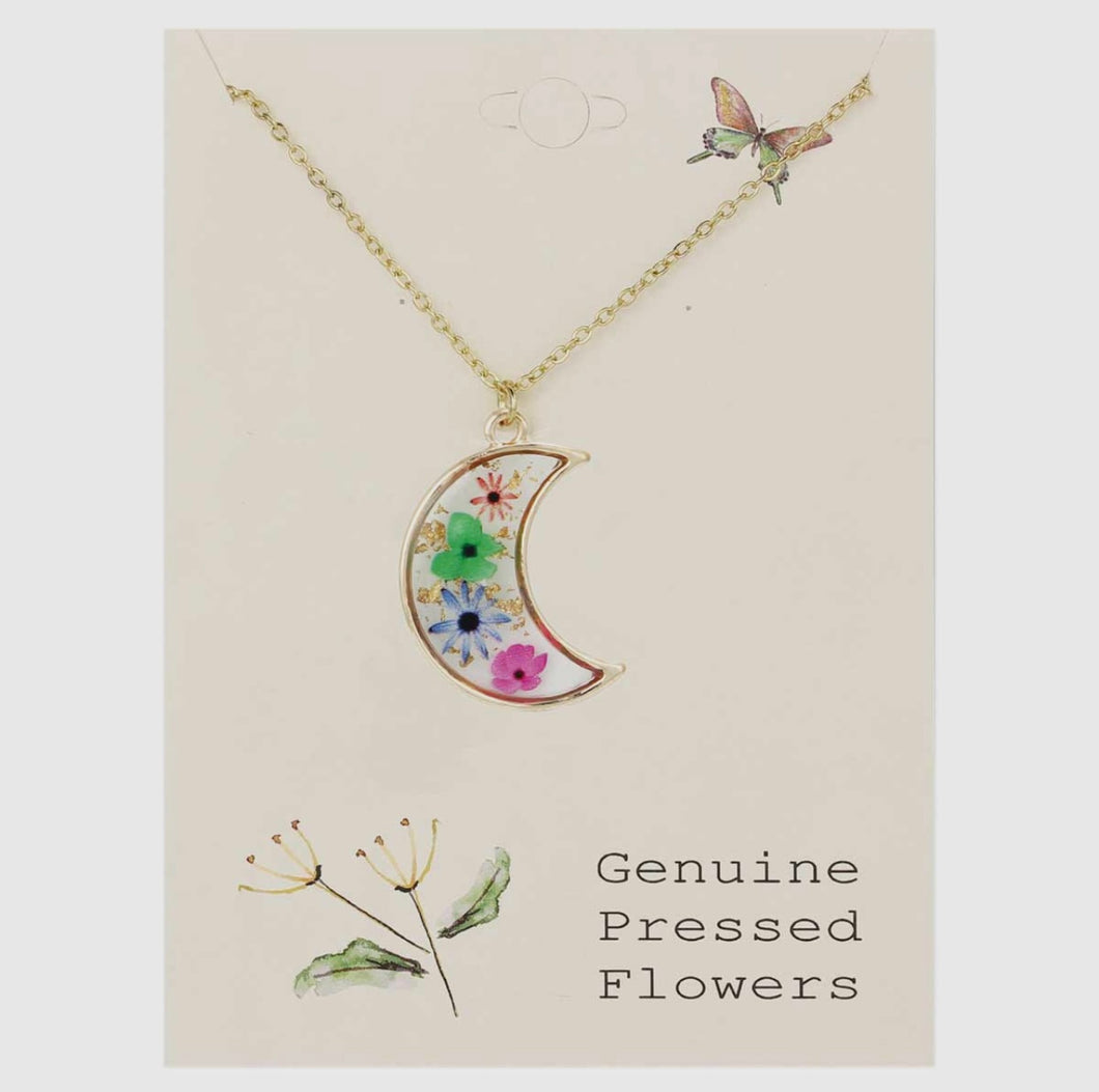 Pressed Flower Moon Necklace