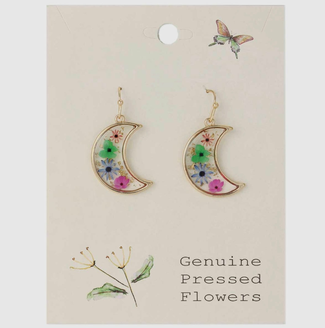 Pressed Flower Moon Earrings