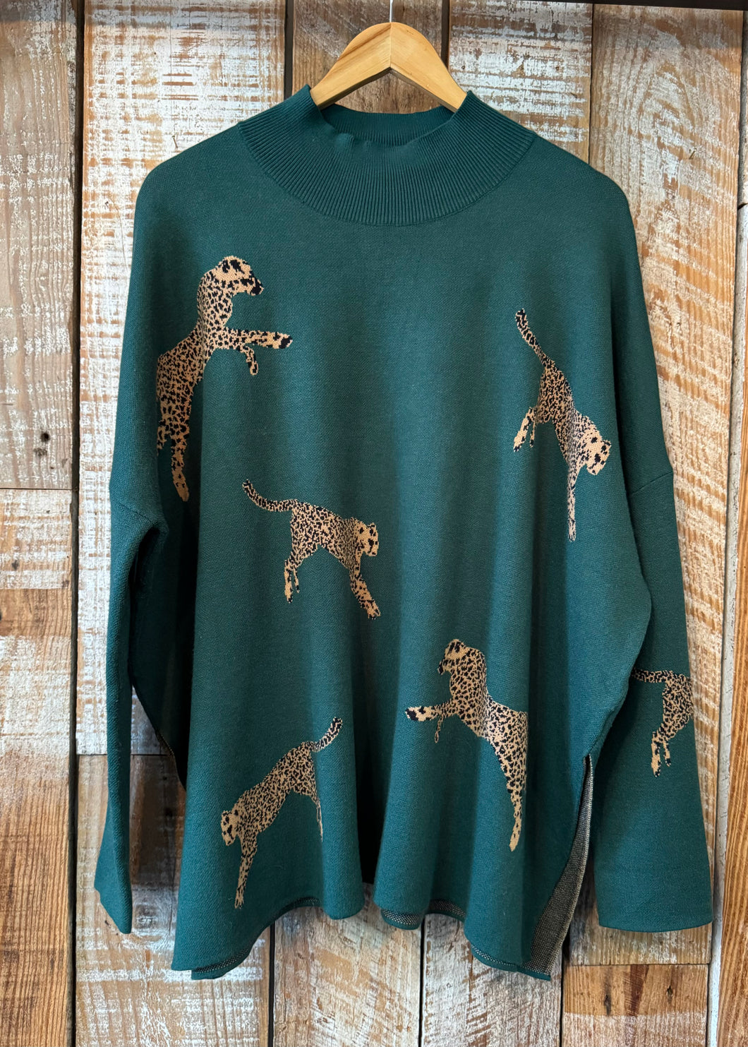 Entro Oversized Leopard Sweater, Size Large