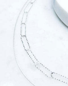 Diamond Cut & Snake Chain Layered Necklace