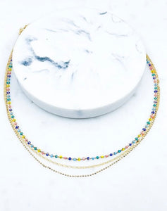 3 Strand Multi Color Beaded Necklace