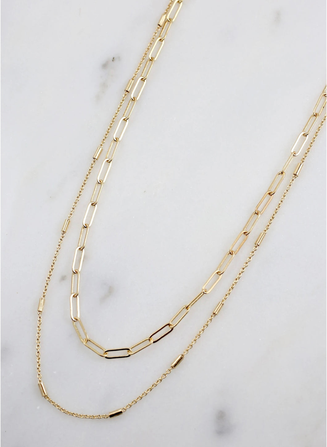 Mini Paper-Clip Layered Necklace