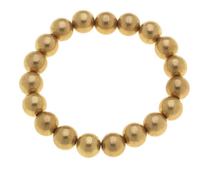 Beaded Matte Gold-tone Stretch Bracelet